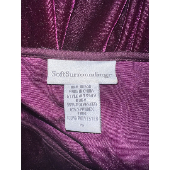 Soft Surroundings Top Women's Size PS Cranberry Wine Velvet 3/4 Sleeve Tunic - Picture 6 of 6
